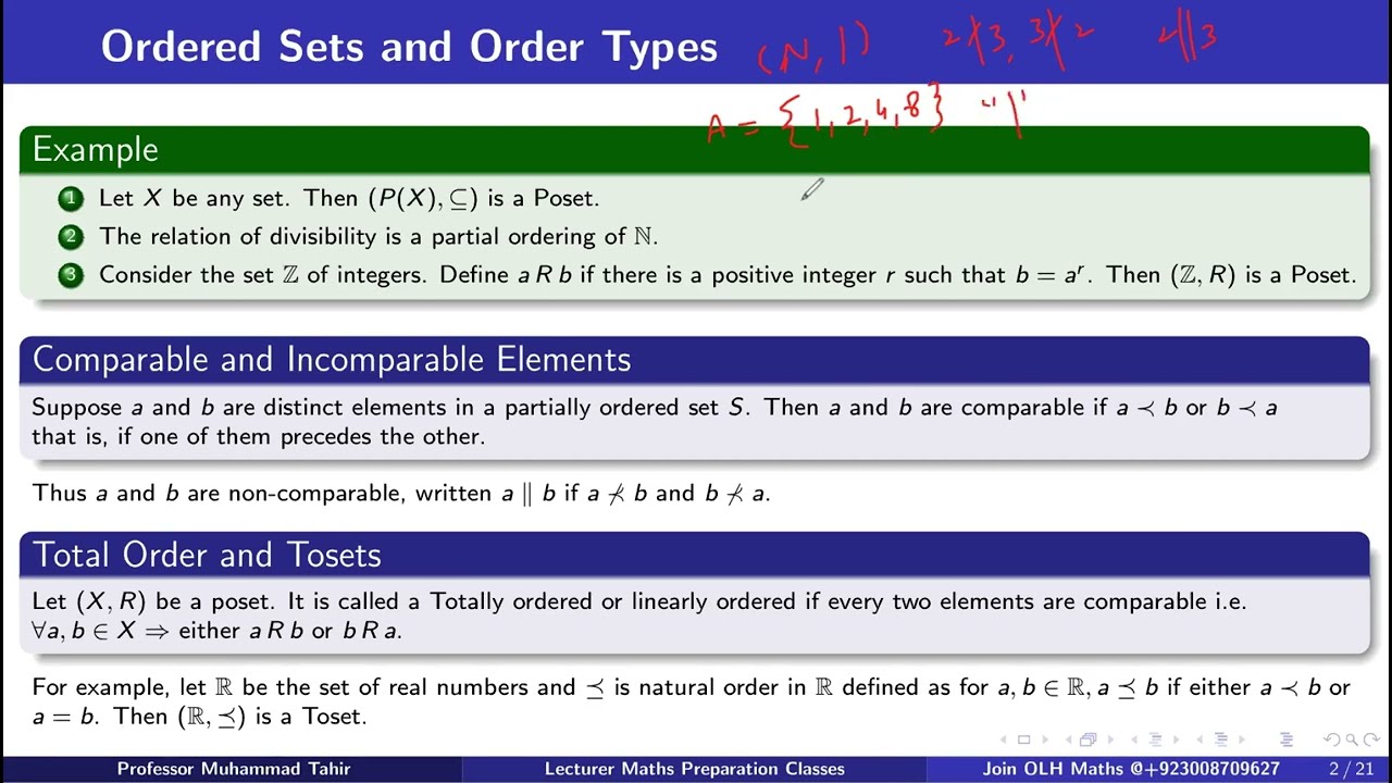 Partial Order | Total Order | Set Theory | Lecturer Maths Online Prep| OLH Maths EE