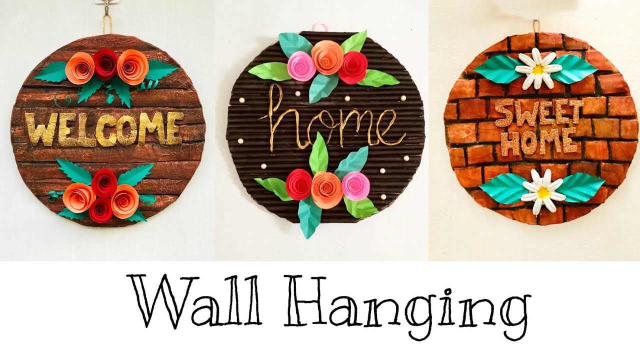 3 Quick easy wall hanging ideas | wall hanging craft | home decor diy | paper wall hanging | crafts