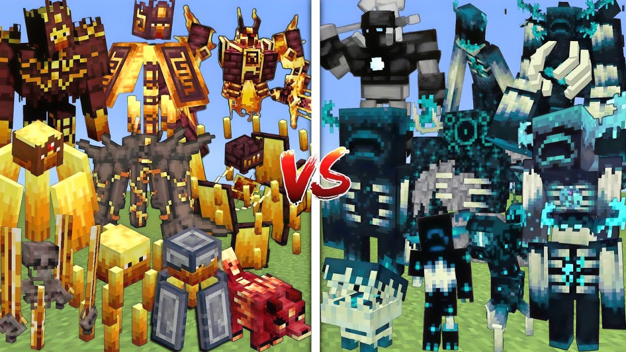ALL MUTANT BLAZES VS ALL MUTANT WARDENS ALLIANCE MOBS BATTLE IN MINECRAFT