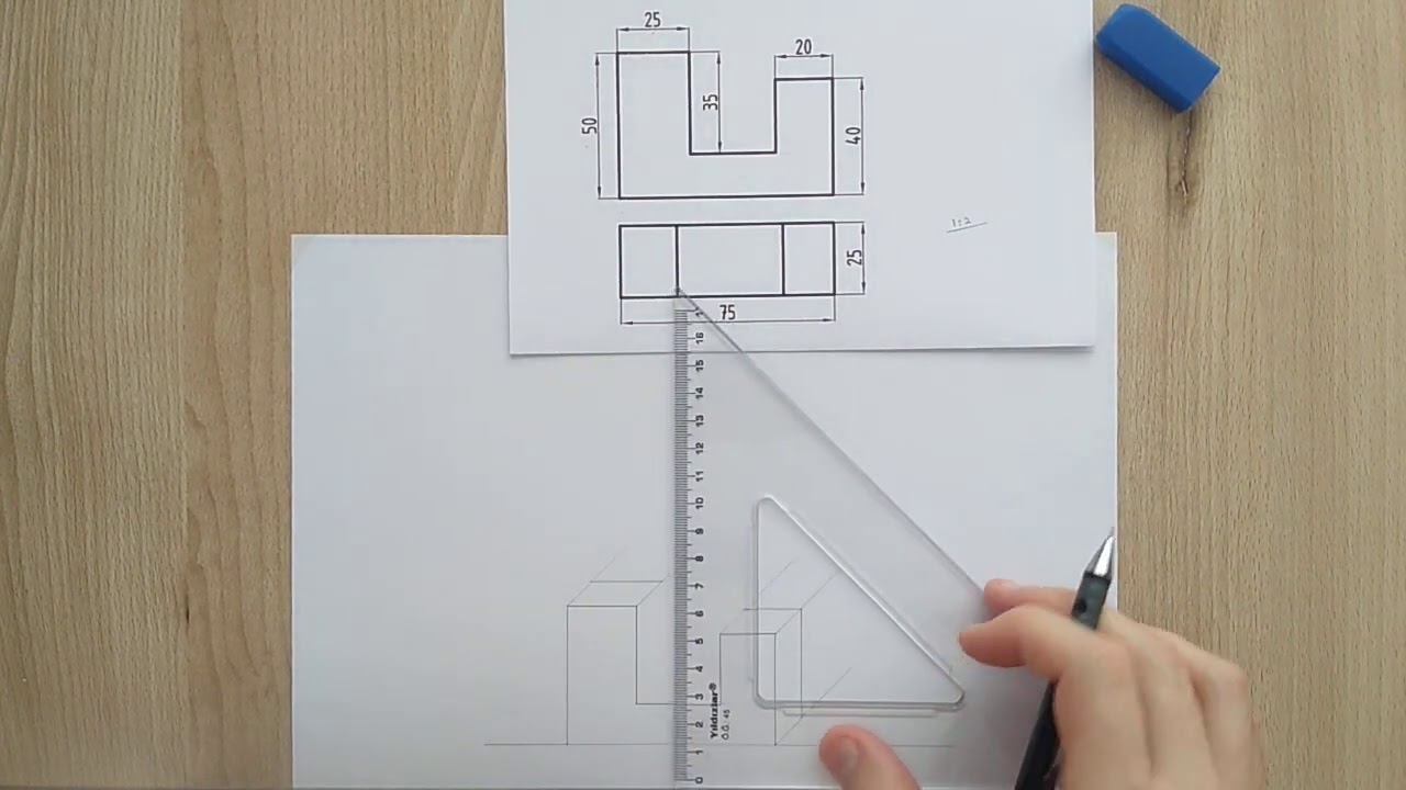 Teknik Resim 48. DERS - Eğik (Kavaliyer) Perspektif Uygulaması 1