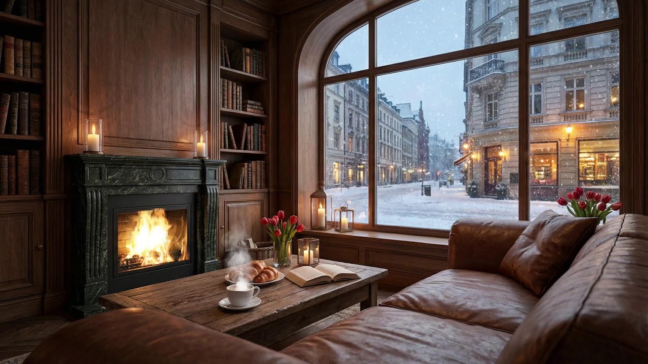 Boost Your Study Productivity With Cozy Winter Café Ambience & Jazz 🎧