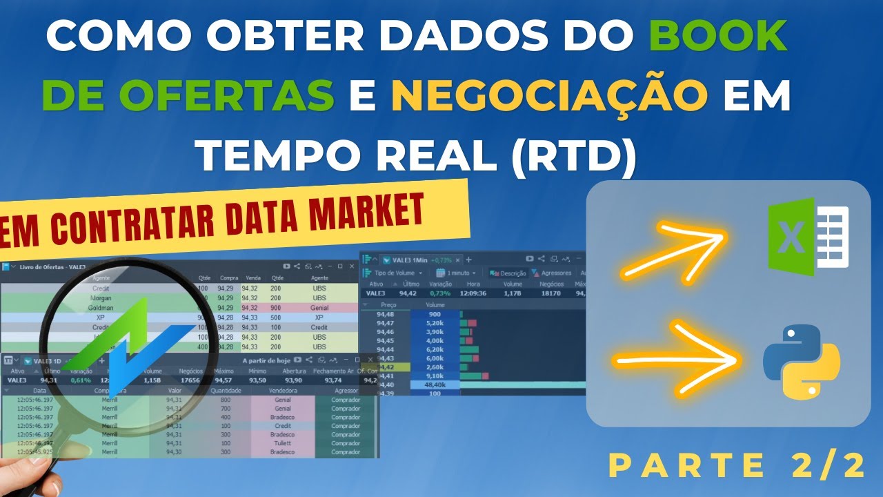 🔴Pr: BOOK DE OFERTAS e NEGOCIAÇÃO da B3 em TEMPO REAL no EXCEL! [Turbine seu SETUP OPERACIONAL]