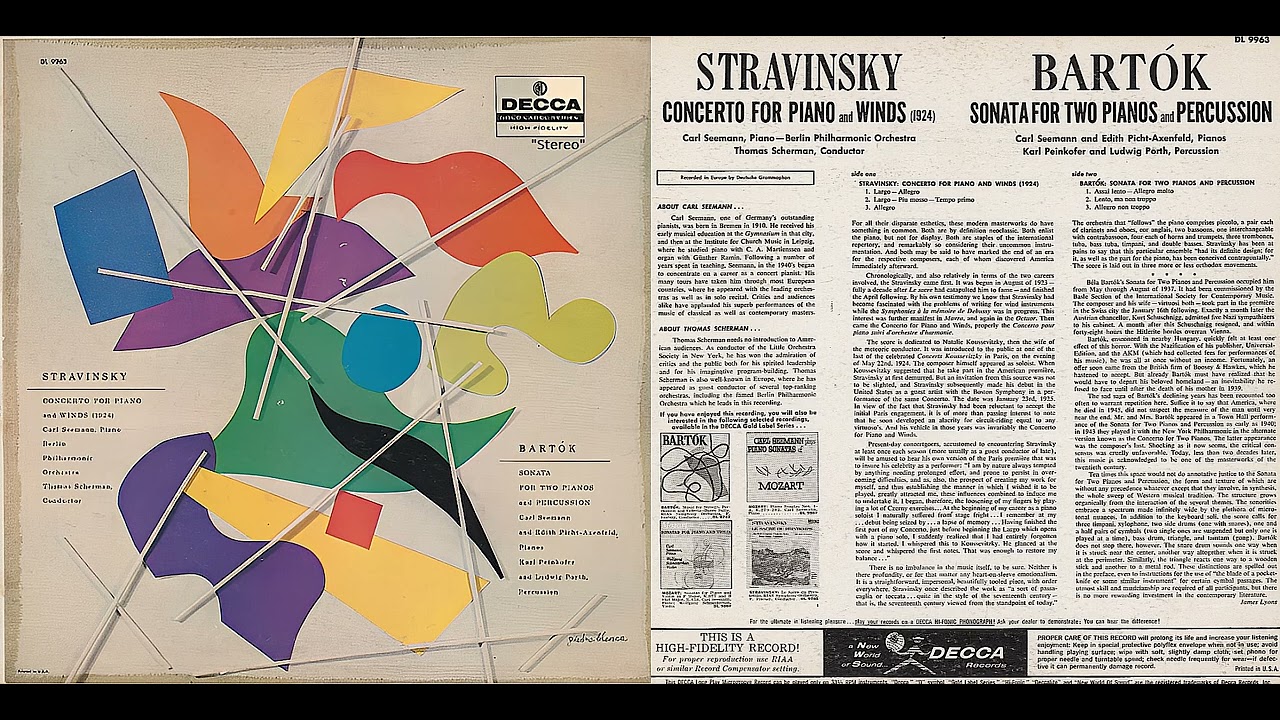 Stravinsky – Bartók | Picht-Axenfeld,Seemann,Peinkofer,Porth,Berliner Philharm.,Scherman | 1957 | 