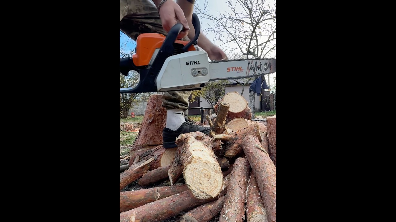 Satisfying Chainsaw Cut 🪵🔥 