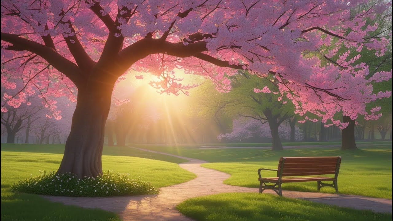 Blossom sunrise 🌸 | peaceful piano & spring ambience under cherry trees (2 hours for calm & focus)