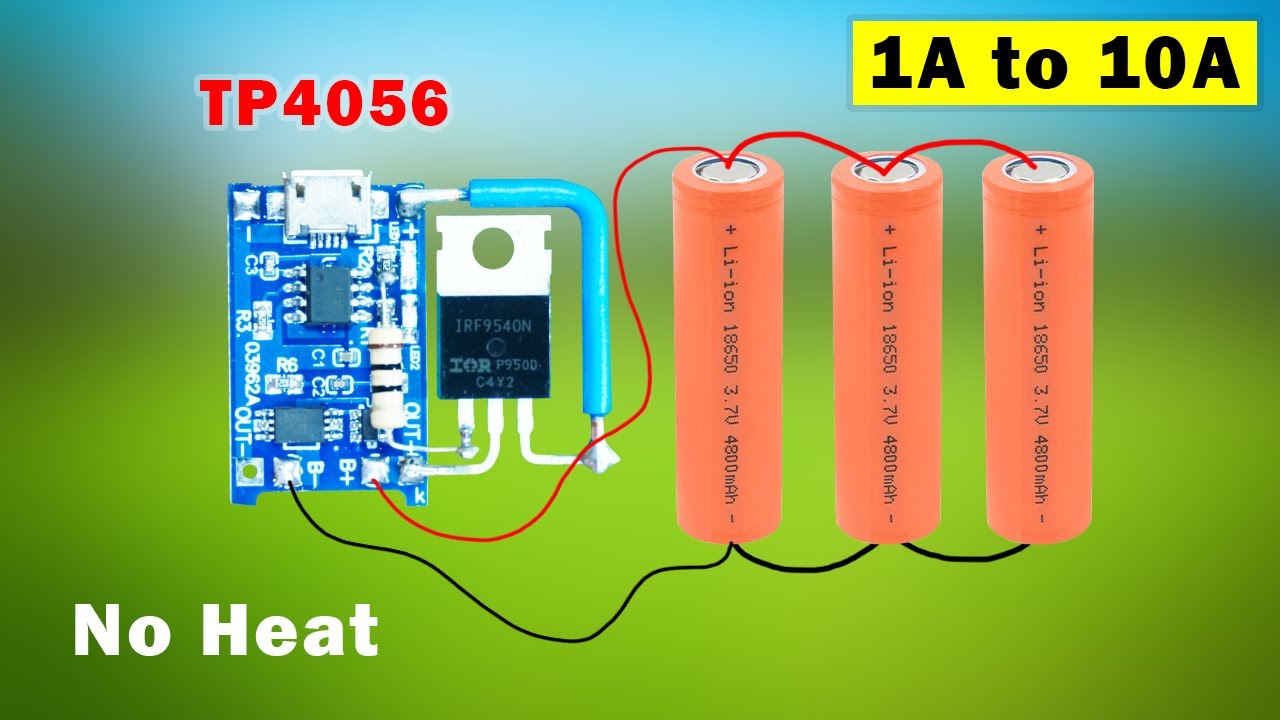 TP4056 Module modification using one MOSFET, 1A to 10A boost