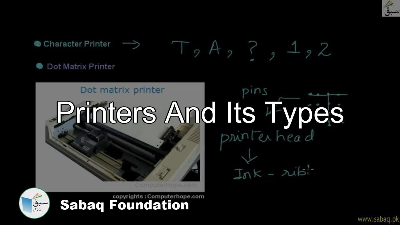 Printers and Its types, Computer Science Lecture | Sabaq.pk