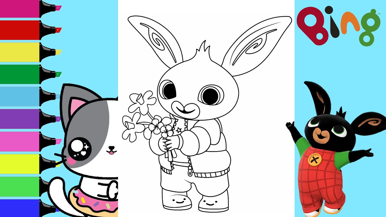 Coloring Bing Bunny Spring Flowers Coloring Book Pages | Sprinkled Donuts JR