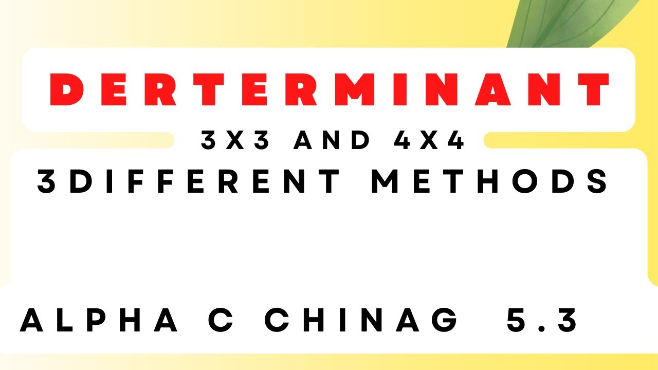 DETERMINANT 5.3 ALPHA C CHIANG 3 DIFFERENT METHODS 3X3 AND 4X4