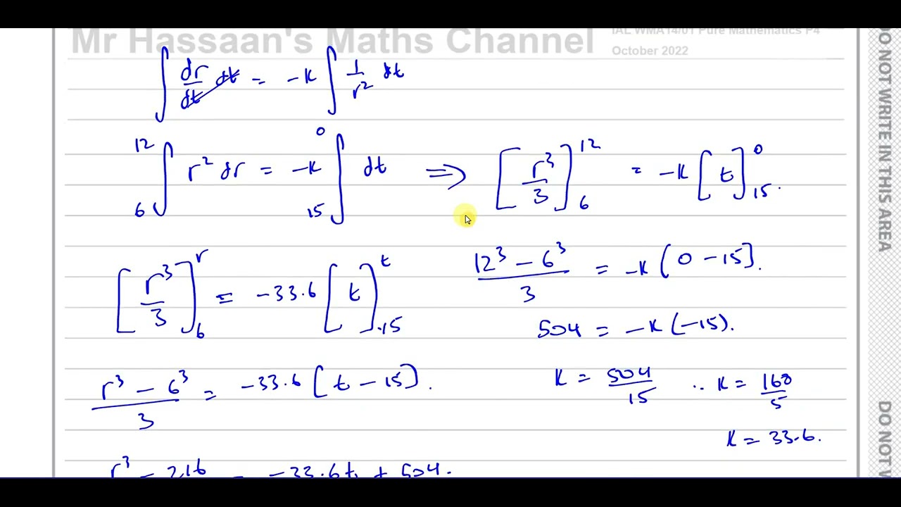 WMA14/01, IAL, (Edexcel), P4, October 2022, Q10, Related Rates of Change, Differential Equations