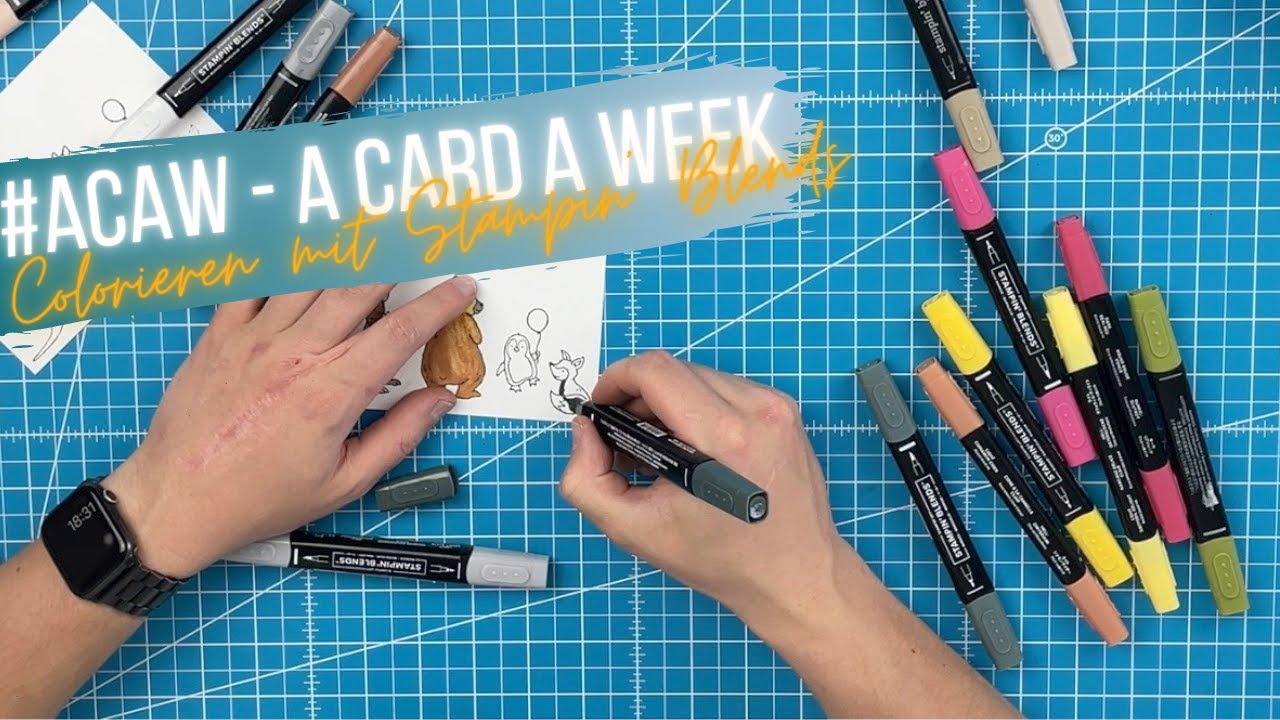 Coole Geburtstagskarte Colorieren mit Stampin' Blends und Count on me von Stampin' Up! DIY Anleitung
