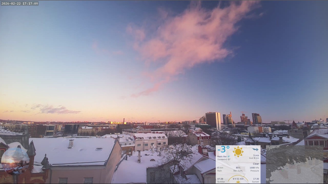 Early morning snowfall with warmer weather in Tallinn - Time-lapse - 2026-02-22