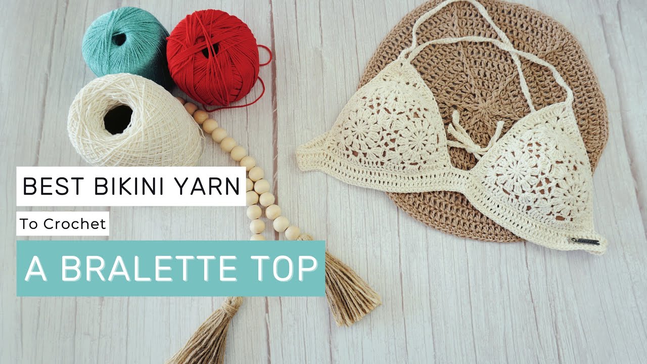 How to make a Crochet Bralette Bikini TOP with granny squares and Best bikini yarn!