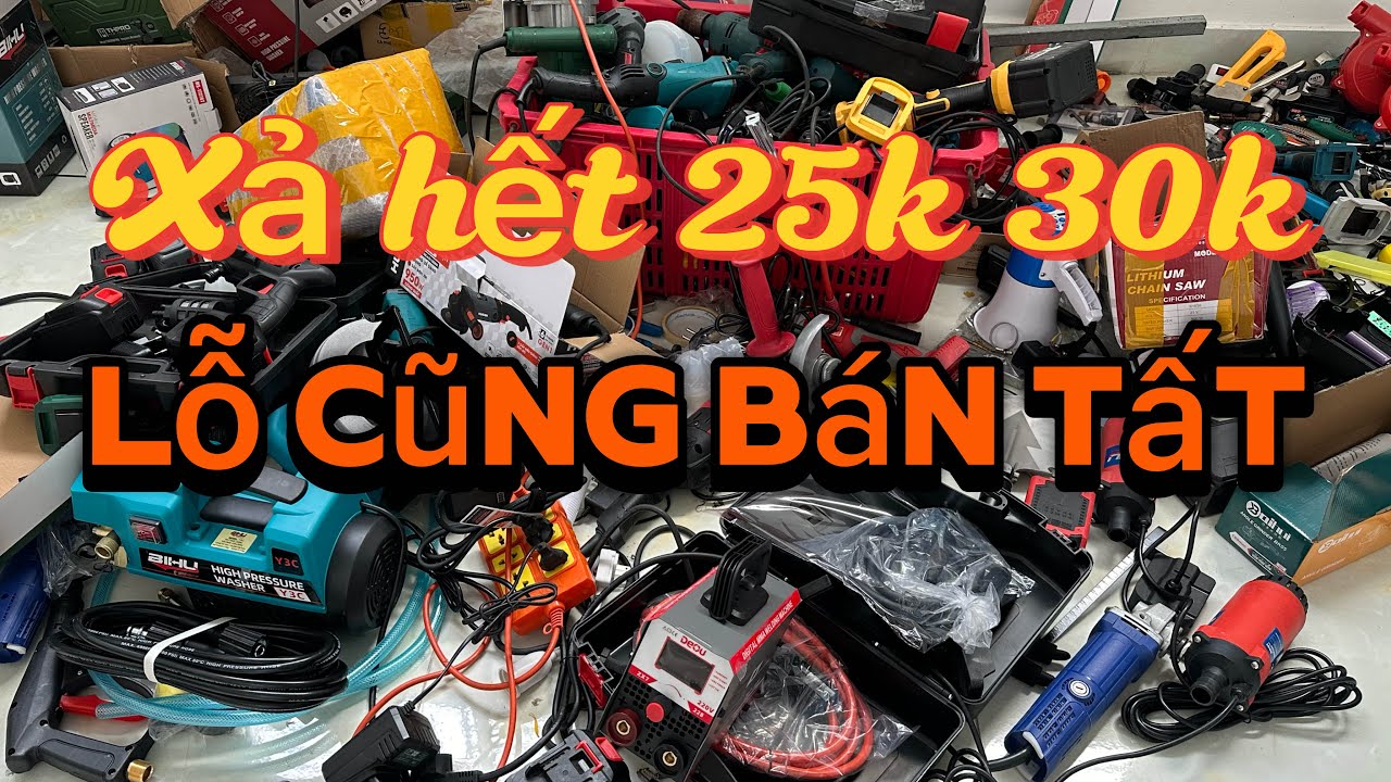 Thanh lý lô đồ cũ lộn xộn 25k 30k kéo nhật, pin 20cell, máy khoan, máy hàn, máy laze, kìm bấm