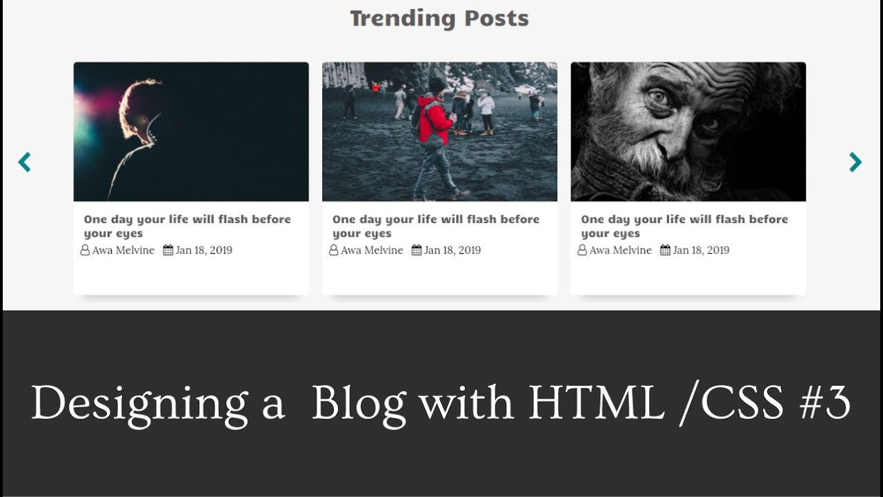 Designing a horizontal carousel with Slick JS | Designing a Blog website HTML and CSS