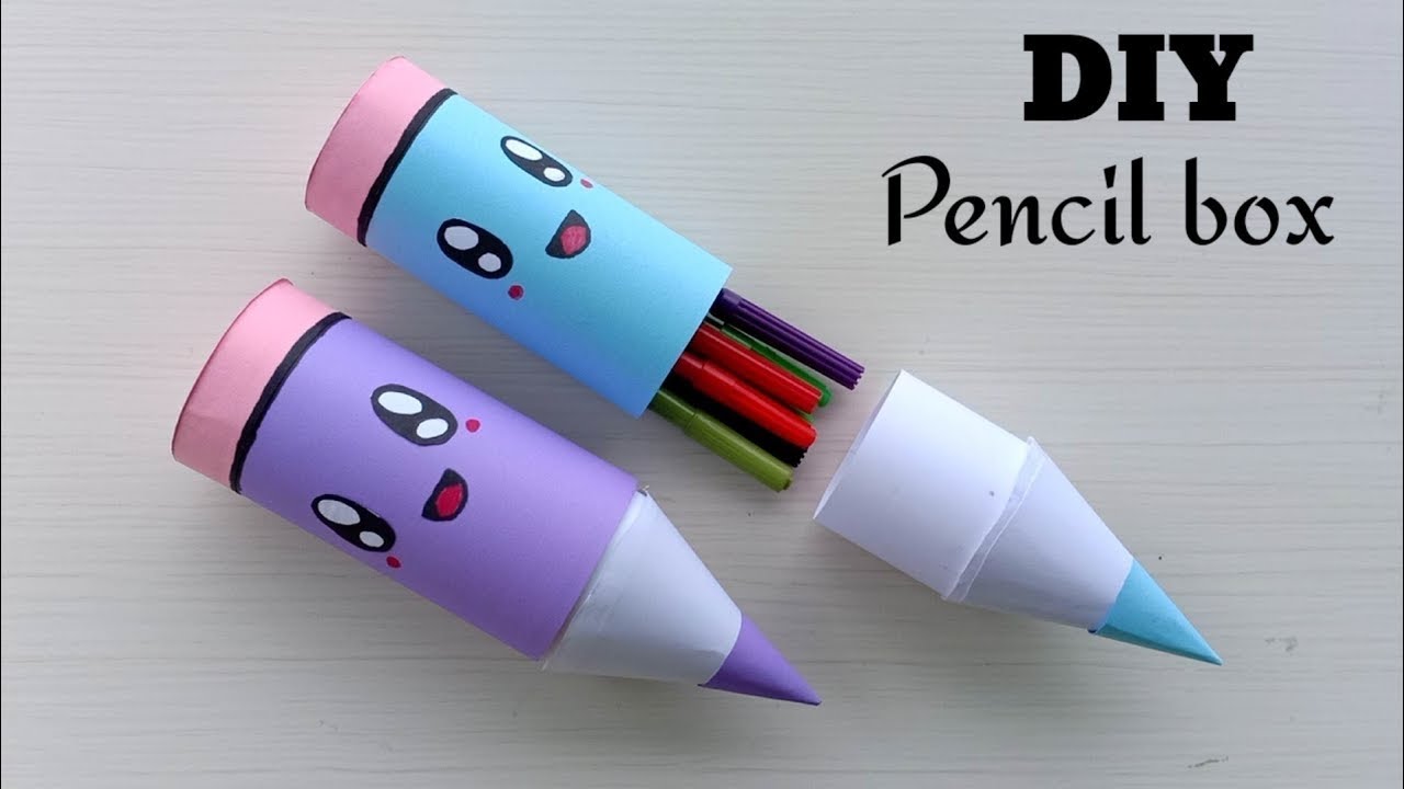 Homemade paper Pencil Box DIY #diy #papercraft #pencilbox #box 