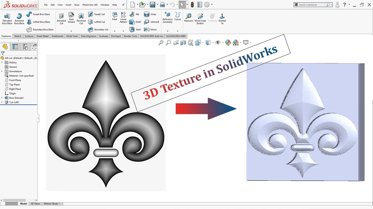 SolidWorks 3D Texture tool | Make image 3D in Solidworks