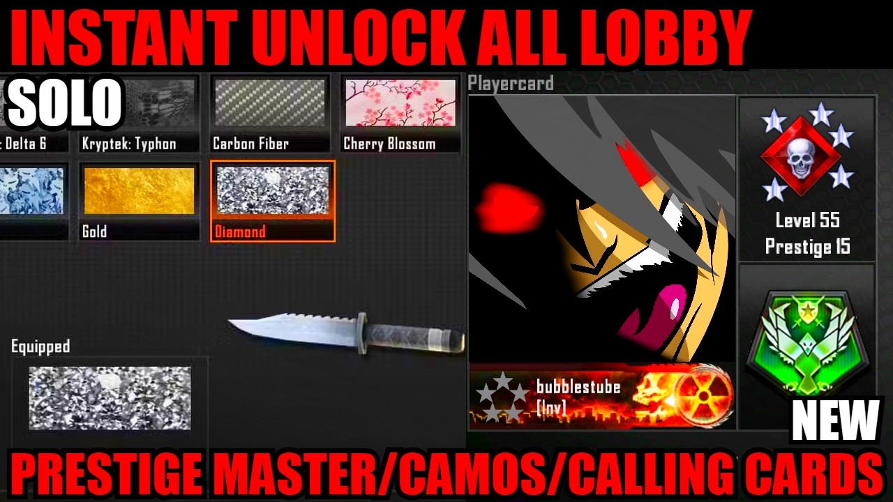 SOLO *NEW* BO2 INSTANT UNLOCK ALL GLITCH! FIX ACC/PRESTIGE MASTER/CAMOS/CALLING CARDS! BO2 GLITCHES!
