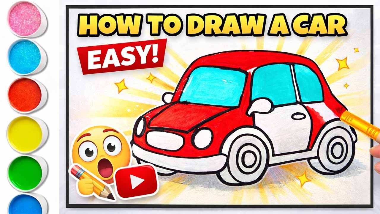 How to Draw a Car Step by Step 🚗 | Easy Car Drawing for Beginners 🌟