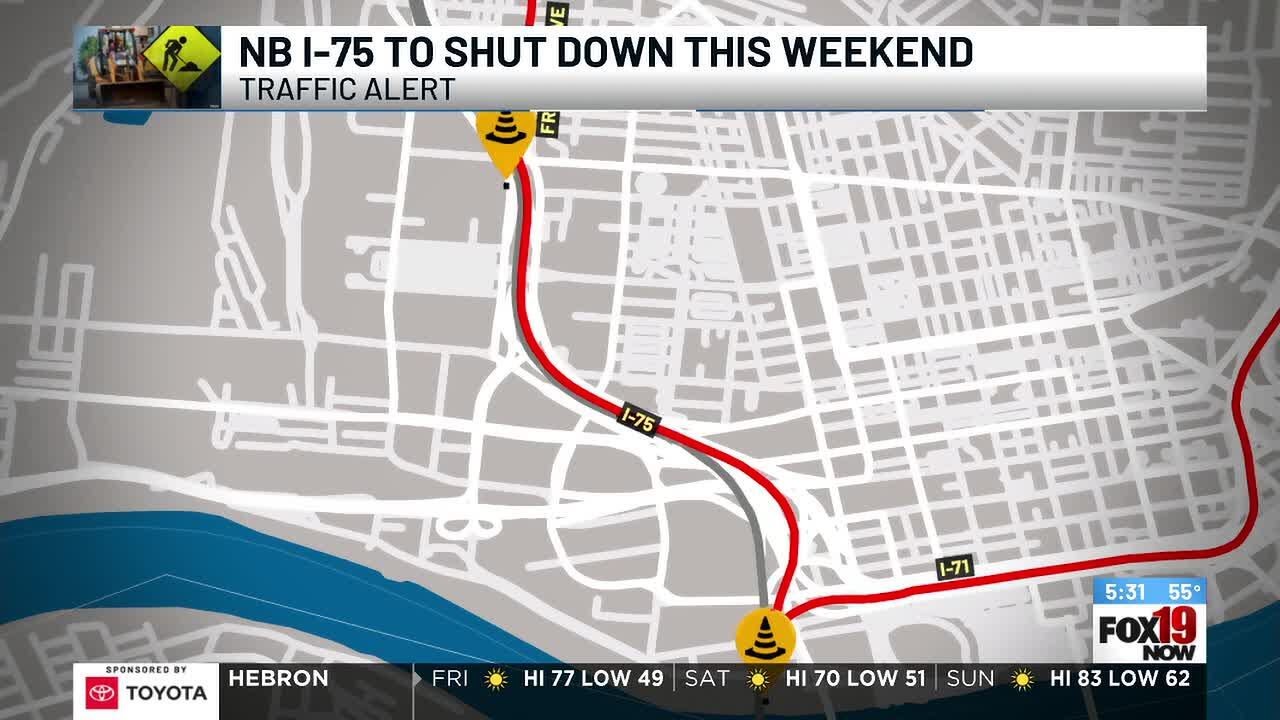 В эти выходные движение по трассе I-75 в центре Цинциннати будет перекрыто.