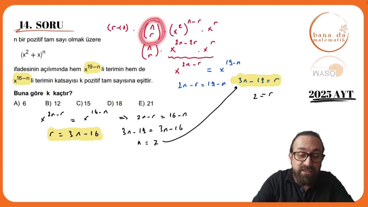 2025 AYT Matematik Soru 14: Binom + İkizi