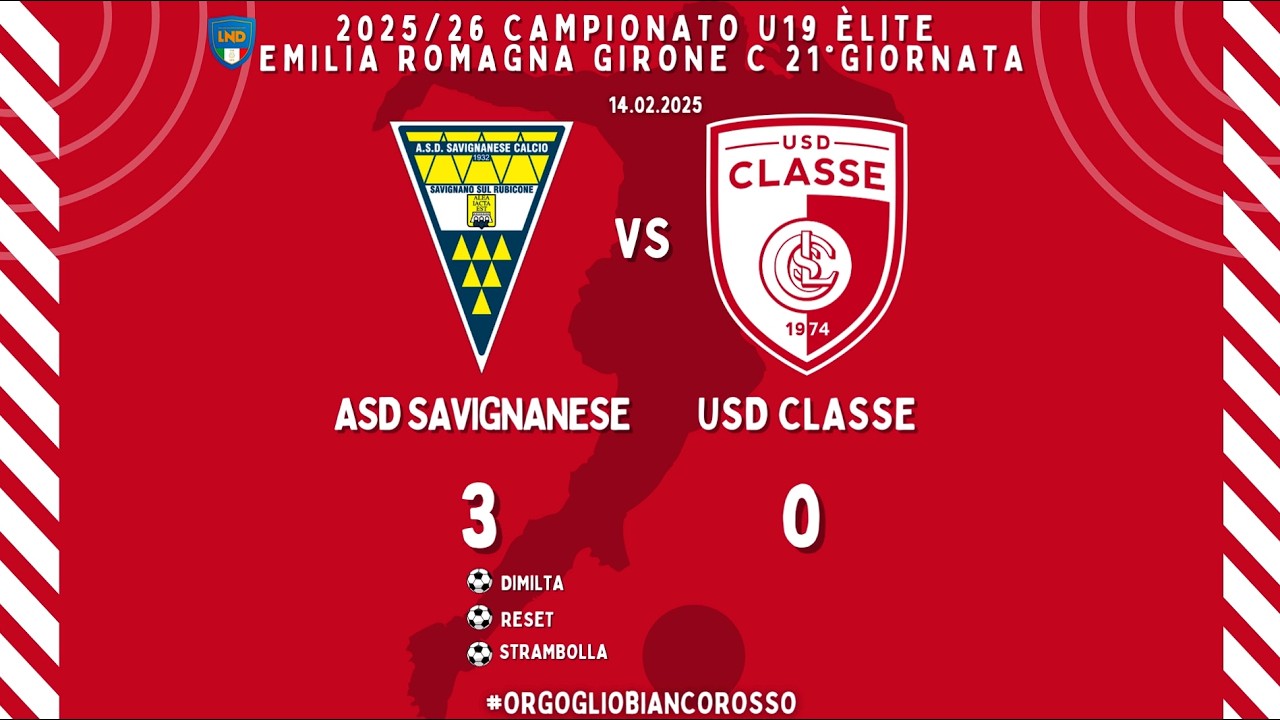 U19 Campionato Reg  Elite Emilia R  girone C 21a giornata Savignanese Vs. Usd Classe