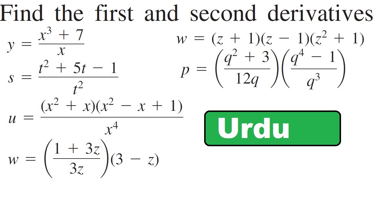 Find first and second order derivative in calculus || Thomas calculus exercise 3.3 solution ||