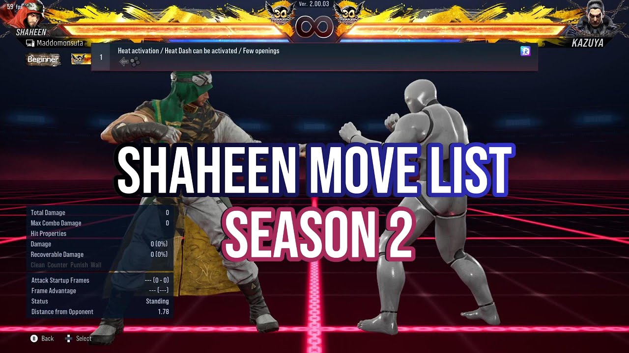 Shaheen Season 2 Move List - Tekken8