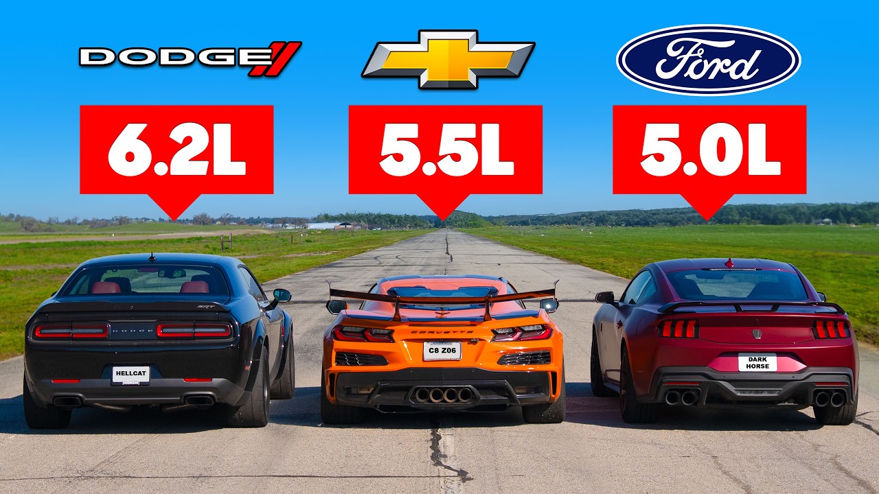 USA SHOWDOWN: Ford v Dodge v Corvette DRAG RACE