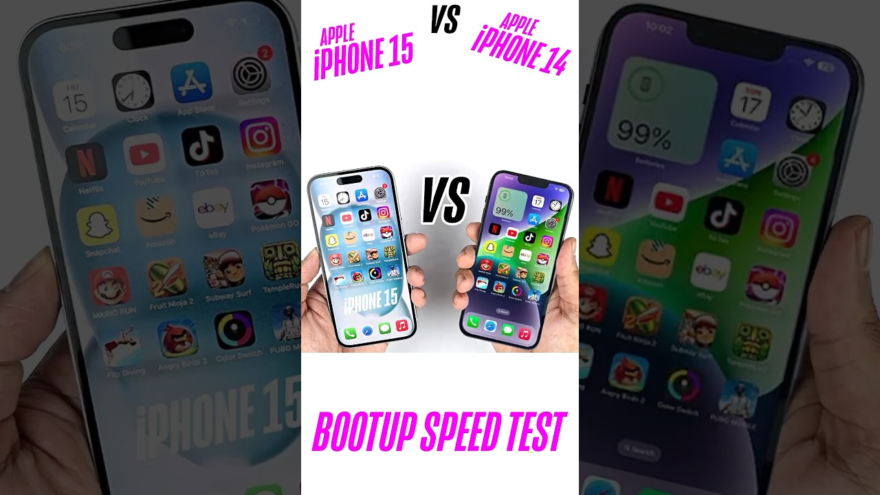 iPhone 15 vs iPhone 14 - Speed Test #iphone16 #iphone12 #speedtest