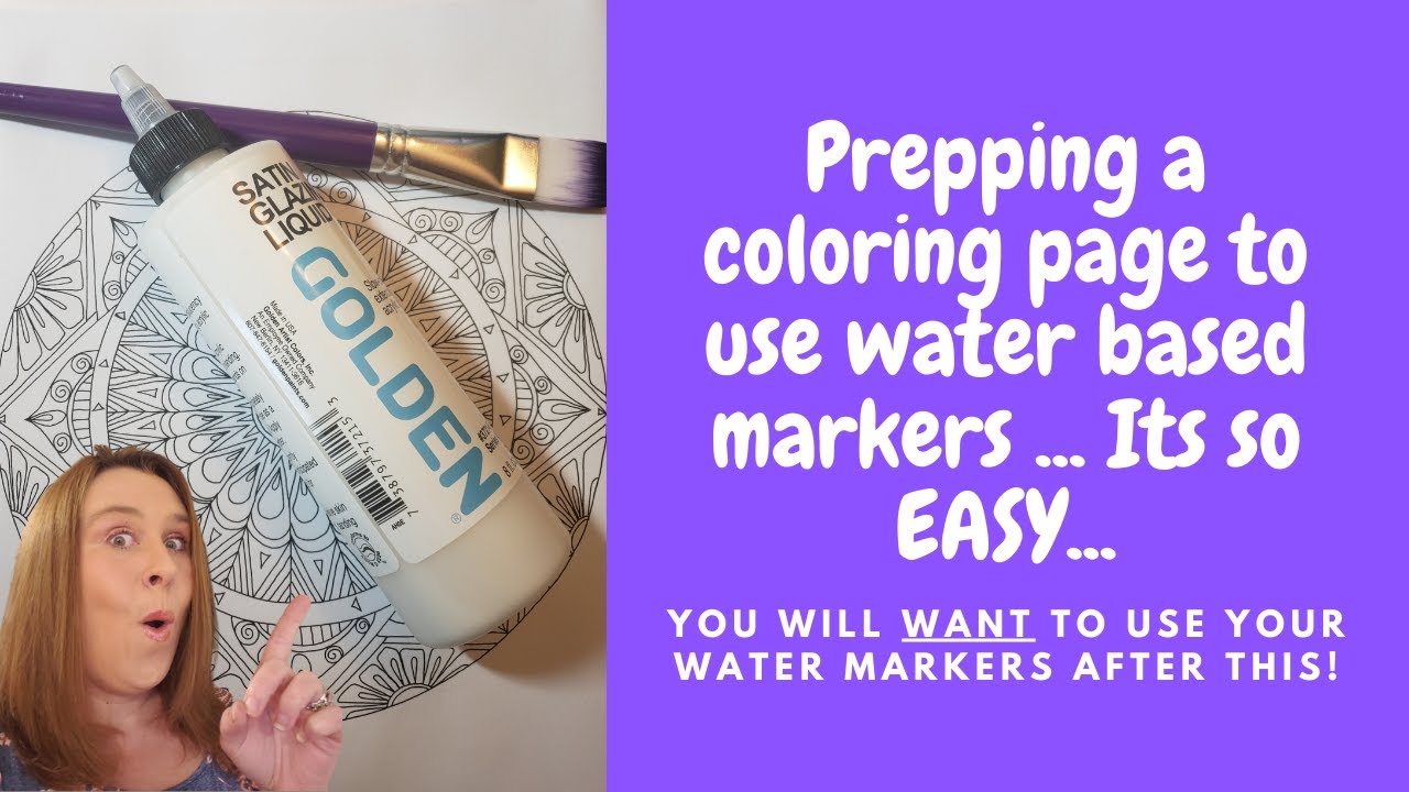 How to prep a coloring page for water based markers using Golden Satin Glazing Liquid
