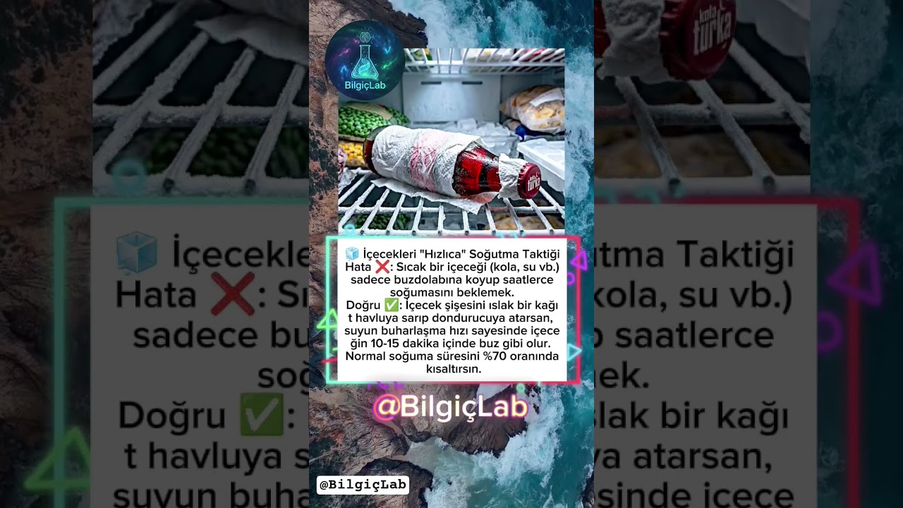 İçecekleri 15 dakikada buz gibi yapma yöntemi!  Cam şişe değil plastik daha güvenli 💫
