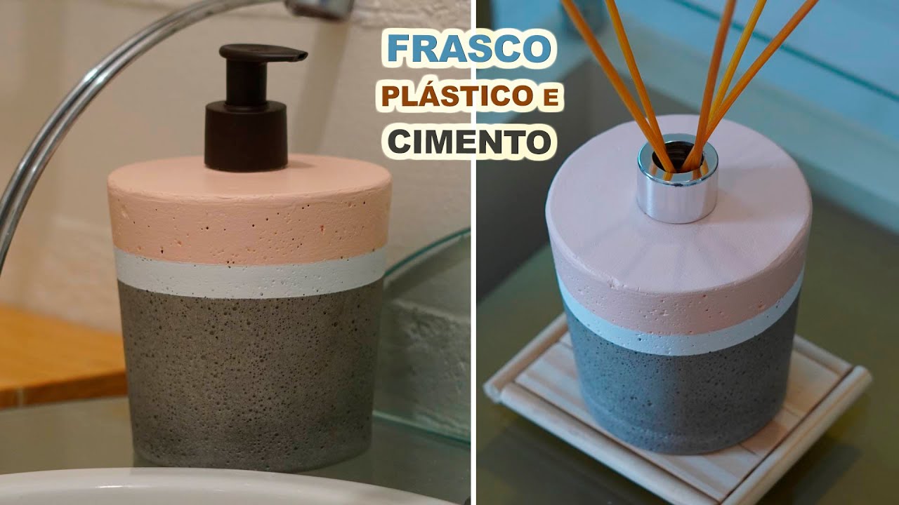 Duas ideias com frasco de plástico e cimento