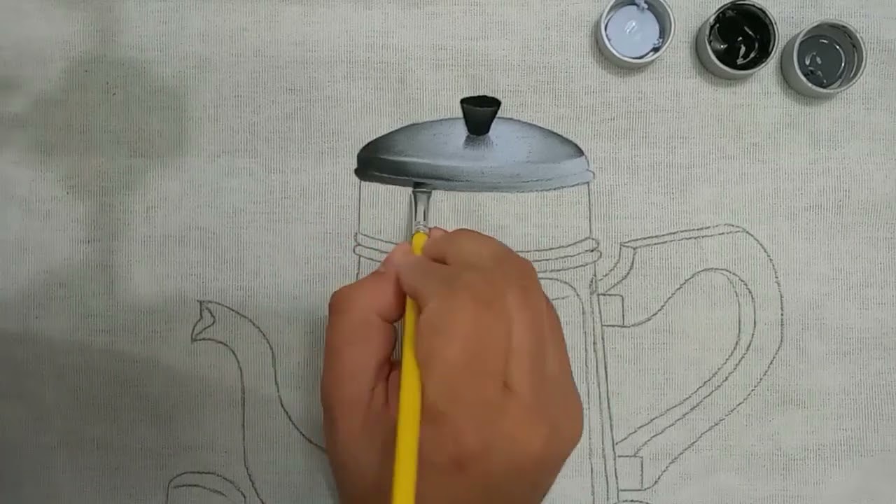 Bule com Orquídeas Pintura em Tecido Bruno Silva