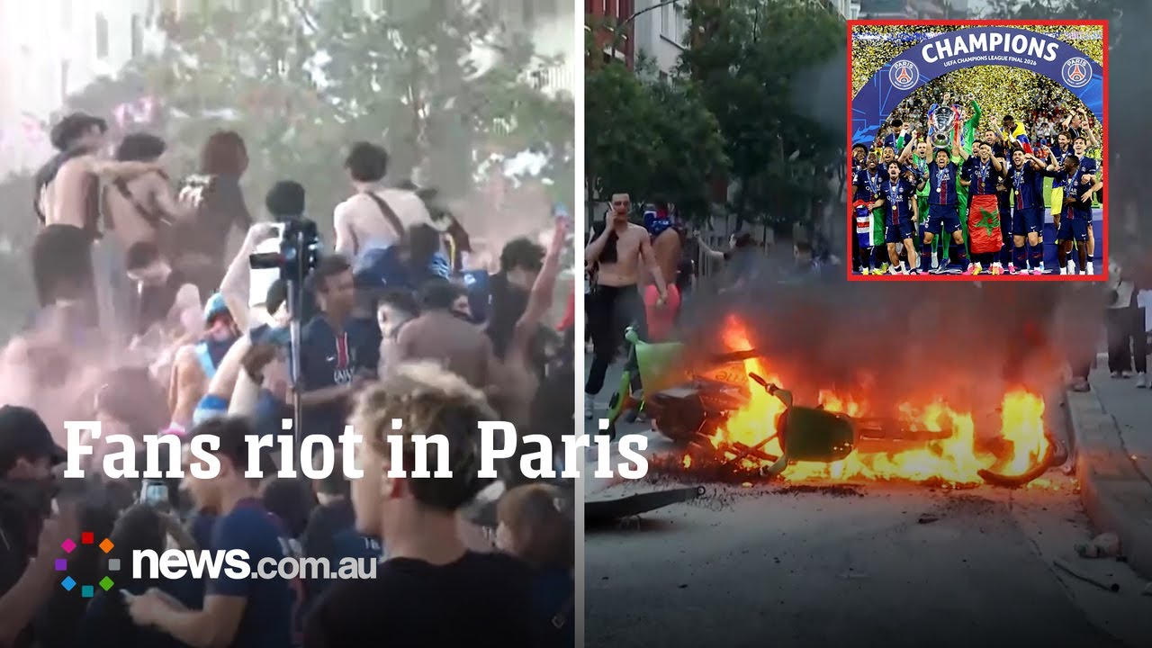 Chaos erupts in Paris as fans riot as PSG win Champions League