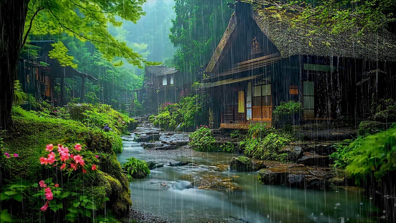 Achieve Deep Sleep with the Calming Rain In Japanese Forest Village🍀 Sleep Peacefully with Rain