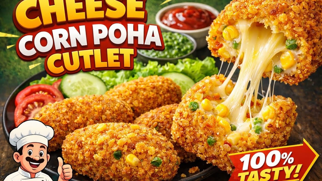 Cheese corn poha cutlet 