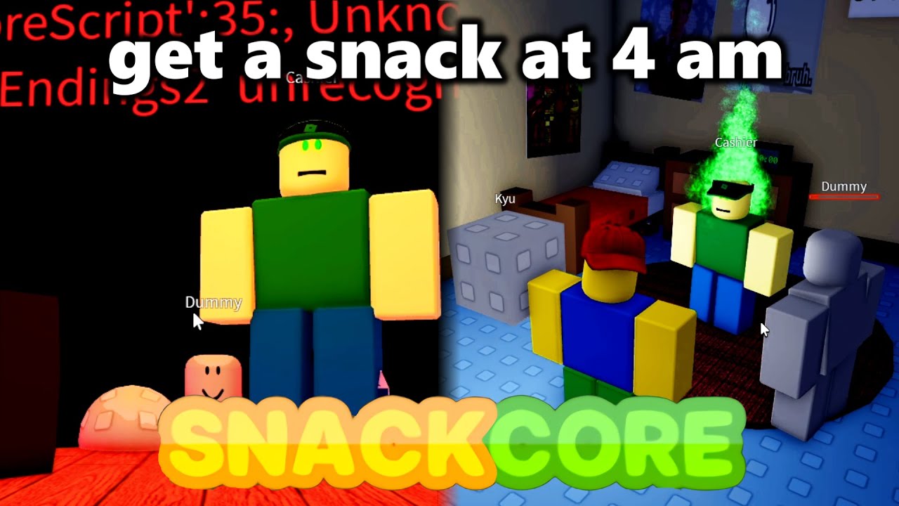 get a snack at 4 am: SNACKCORE - All Endings - Roblox