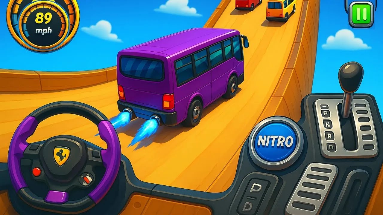 Crazy Bus Mega Ramp Impossible Racing , Bus Stunts Impossible Tracks, Android Gameplay Video P-01