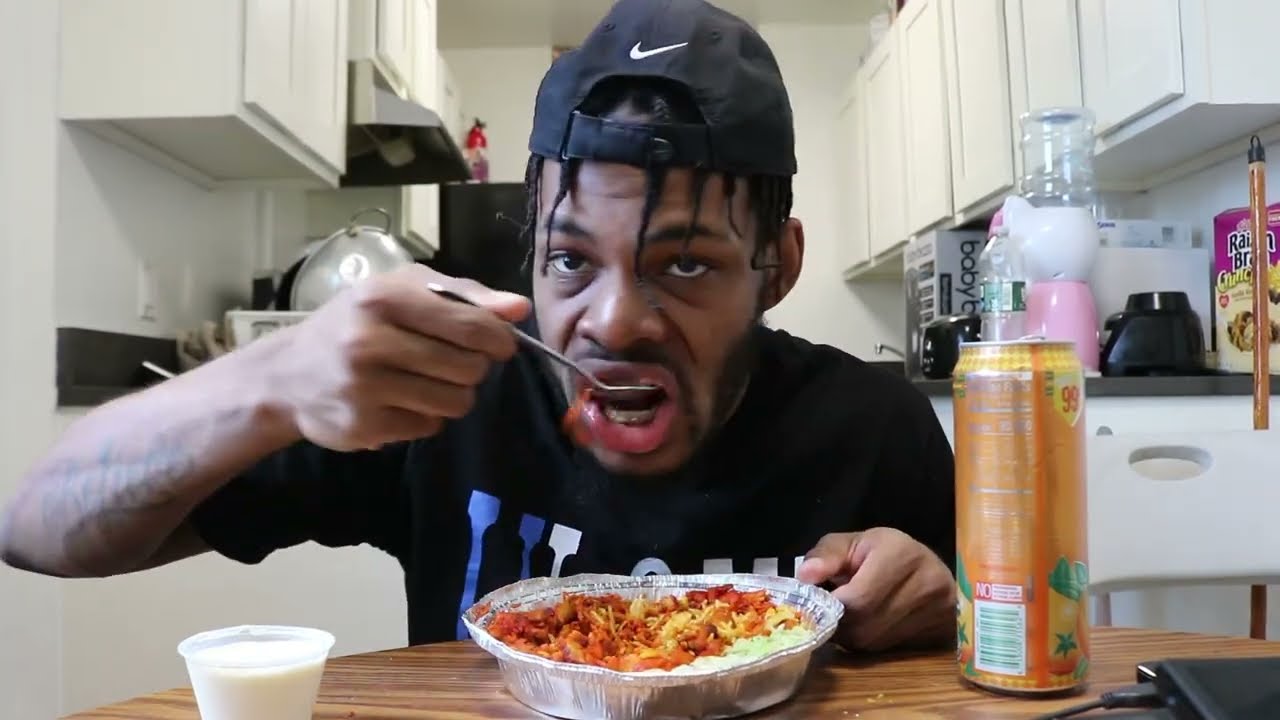 Lamb over rice mukbang!