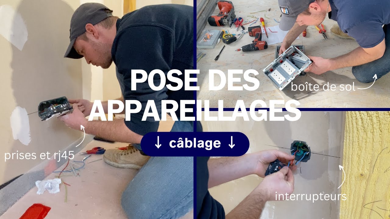 Boîte de sol/Prises/RJ45/Interrupteurs mise en place et raccordement ⚡️👷🏻‍♂️ #électricité #artisan