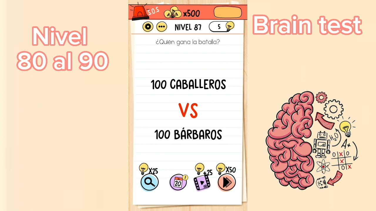 Nivel 80 al 90 Brain test| solución