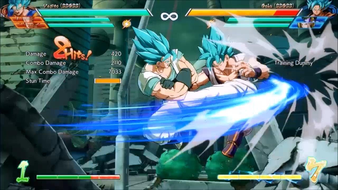 Vegito Max damage combo BNB comparison  dragonball fighterz not fortnite