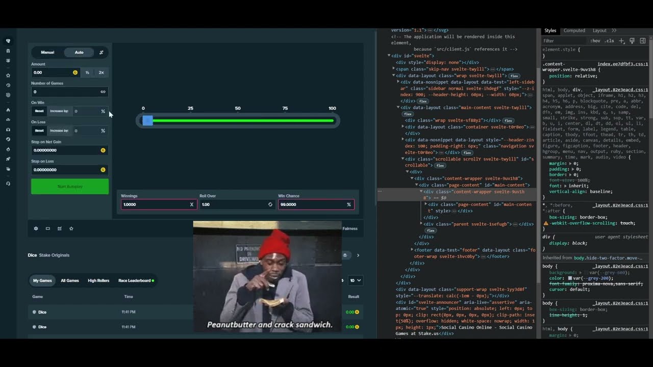 Crackhead teaches you how to dice on stake above 98% (99.99% win rate)