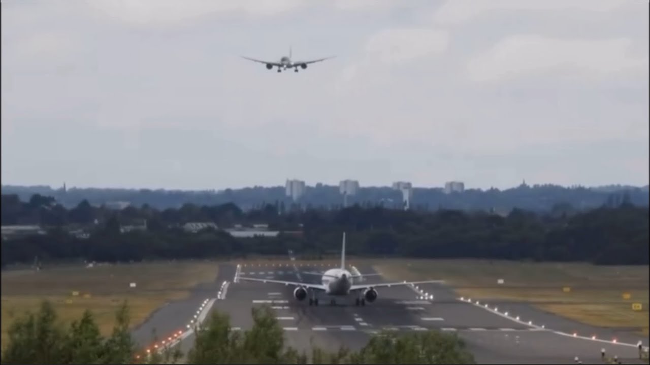 Two Airplanes almost Collide on Runaway at the Birmingham Airport, UK