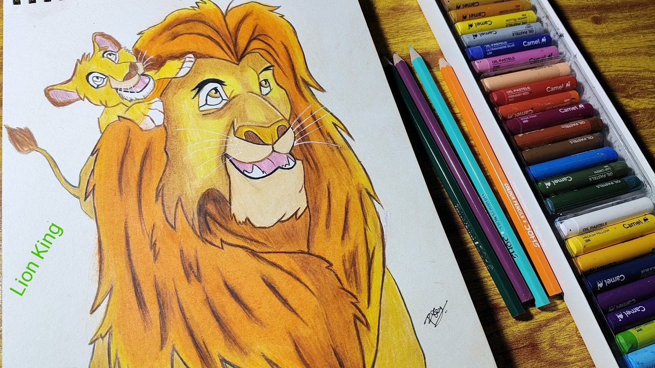 Lion king drawing tutorial |Lion king drawing step by step | how to draw with Colour Pencils 