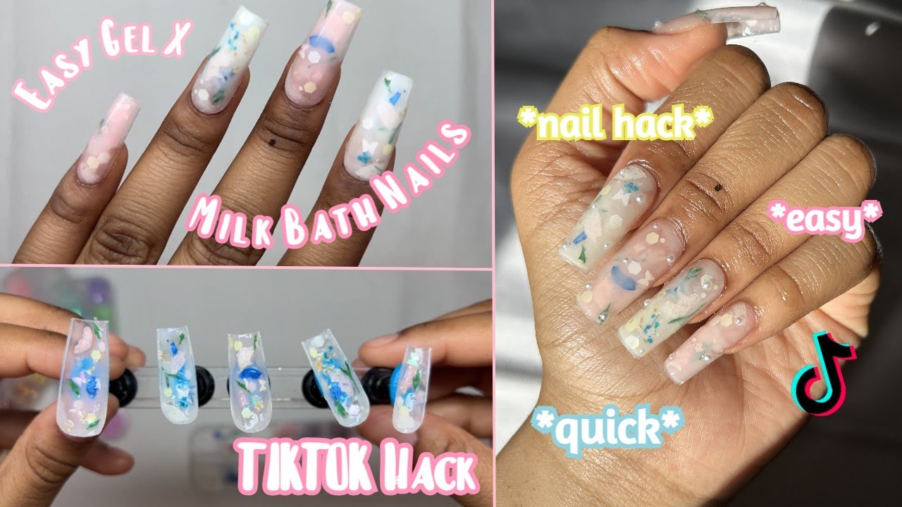 Trying TIKTOK Viral GEL X MILK BATH HACK | EASY Milk Bath with GEL X