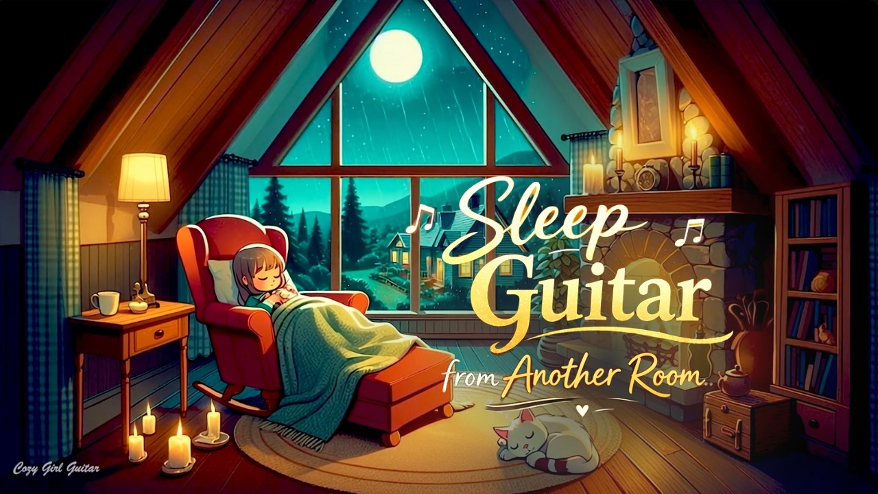 It’s Raining Outside… 🎸 Relaxing Guitar From Another Room | Cozy Fireplace Night