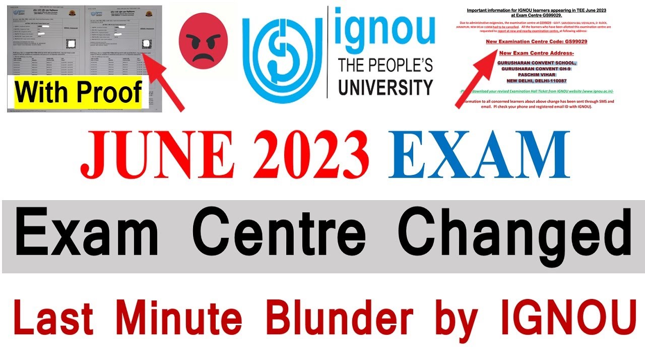 😲{Breaking News } IGNOU ने Exam Centre Change कर दिया है | Last Minute Blunder | June 2023 Exam