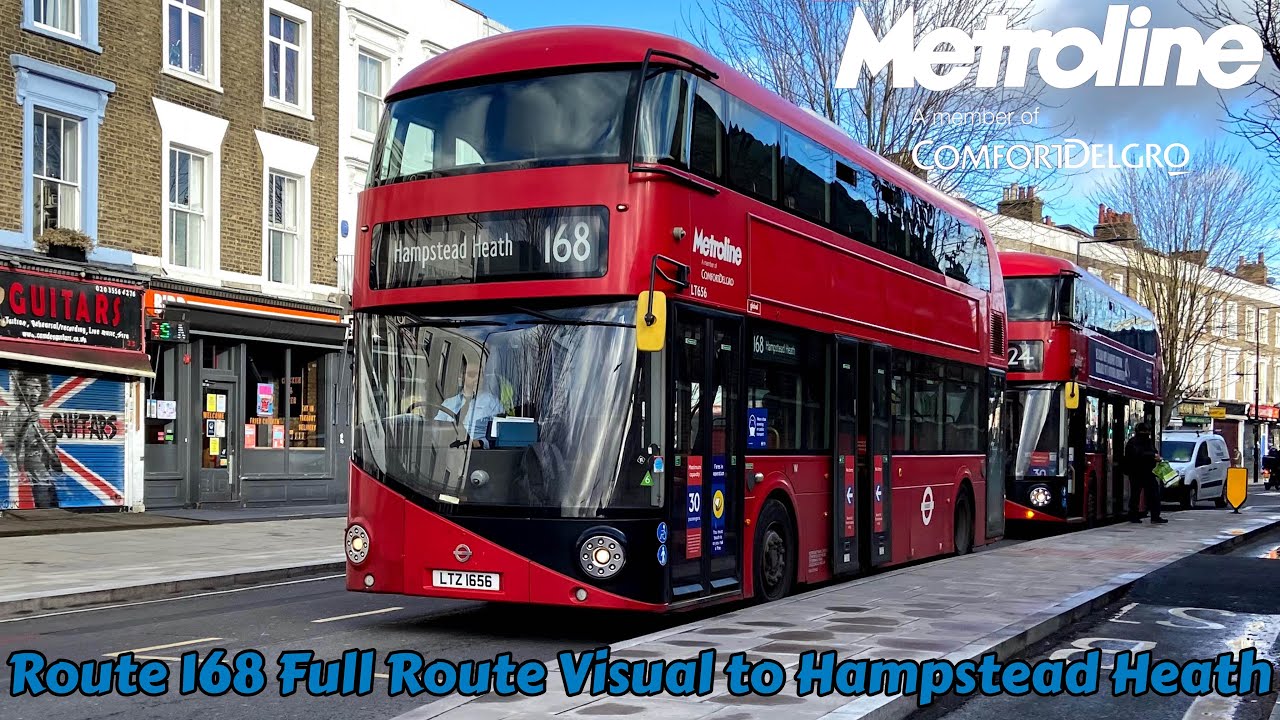 FULL ROUTE VISUAL | TfL London Bus Route 168 - Old Kent Road Tesco to Hampstead Heath